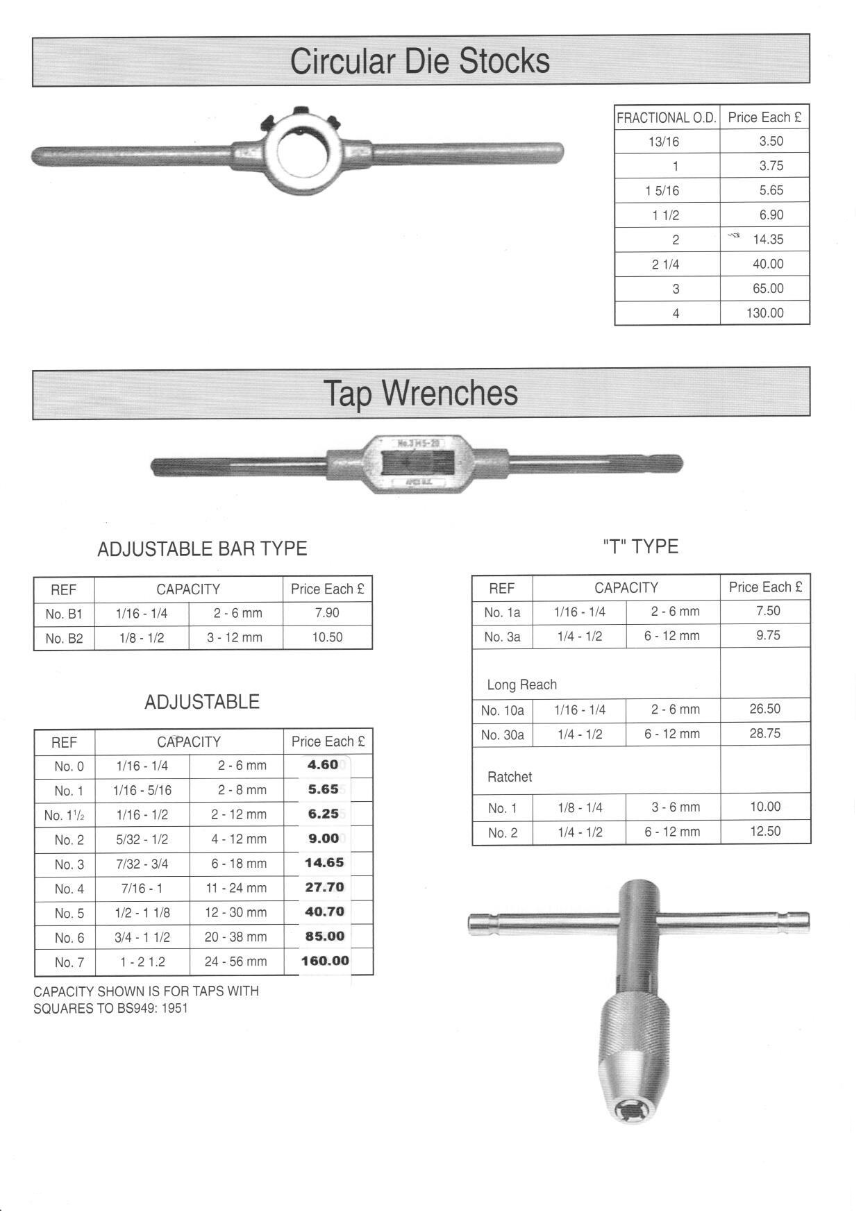 die stocks tap wrenches
